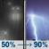 Tonight: Rain before 4am, then showers and thunderstorms. Mostly cloudy. Low around 49, with temperatures rising to around 52 overnight. South southeast wind 7 to 12 mph, with gusts as high as 25 mph. Chance of precipitation is 90%. New rainfall amounts between a quarter and half of an inch possible. Tonight: Rain then Showers And Thunderstorms