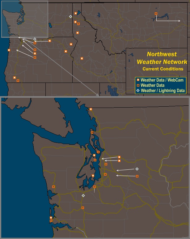 Mesomap of Northwest Weather Network Stations