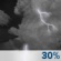 Scattered Thunderstorms. Chance for Measurable Precipitation 30% Scattered Thunderstorms. Chance for Measurable Precipitation 30%