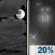 Tonight: A slight chance of rain after 5am. Mostly cloudy, with a low around 40. East northeast wind around 2 mph. Chance of precipitation is 20%. Tonight: Mostly Cloudy then Slight Chance Light Rain