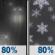 Monday Night: Rain before 1am, then rain and snow. Mostly cloudy, with a low around 33. Chance of precipitation is 80%. Monday Night: Light Rain