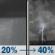 Tonight: A chance of rain showers between 11pm and 5am, then a chance of showers and thunderstorms. Partly cloudy, with a low around 55. West wind 3 to 10 mph, with gusts as high as 20 mph. Chance of precipitation is 40%. New rainfall amounts between a tenth and quarter of an inch possible. Tonight: Chance Rain Showers
