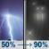 Monday Night: A chance of showers and thunderstorms before 7pm, then rain. Mostly cloudy. Low around 47, with temperatures rising to around 49 overnight. South wind around 7 mph. Chance of precipitation is 90%. New rainfall amounts between a tenth and quarter of an inch possible. Monday Night: Chance Showers And Thunderstorms then Light Rain