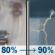 Saturday: Rain before 1pm, then showers and thunderstorms between 1pm and 4pm, then rain. Mostly cloudy. High near 53, with temperatures falling to around 51 in the afternoon. Southwest wind 5 to 8 mph. Chance of precipitation is 90%. New rainfall amounts between a quarter and half of an inch possible. Saturday: Light Rain then Showers And Thunderstorms