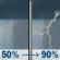 Today: A chance of rain showers before 2pm, then showers and thunderstorms. Cloudy. High near 55, with temperatures falling to around 53 in the afternoon. Southwest wind around 8 mph, with gusts as high as 20 mph. Chance of precipitation is 90%. New rainfall amounts between a quarter and half of an inch possible. Today: Showers And Thunderstorms