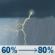 Saturday: Rain showers likely before 11am, then showers and thunderstorms. Mostly cloudy, with a high near 64. West southwest wind 2 to 8 mph, with gusts as high as 20 mph. Chance of precipitation is 80%. New rainfall amounts less than a tenth of an inch possible. Saturday: Showers And Thunderstorms